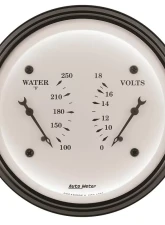 AutoMeter GAUGE; DUAL; WTMP/VOLT; 3 3/8in.; 250deg.F/18V; ELEC; OLD TYME WHITE                                     - 1630 - Image 2