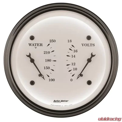 AutoMeter GAUGE; DUAL; WTMP/VOLT; 3 3/8in.; 250deg.F/18V; ELEC; OLD TYME WHITE - 1630