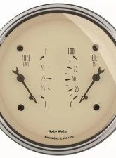 AutoMeter GAUGE; DUAL; FUEL/OILP; 3 3/8in.; 240OE-33OF/100PSI; ELEC; ANTQ BEIGE                                     - 1813 - Image 2