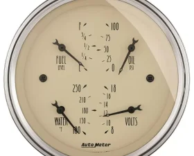 AutoMeter GAUGE; QUAD; 3 3/8in.; 0OE-90OF; ELEC; ANTIQUE BEIGE