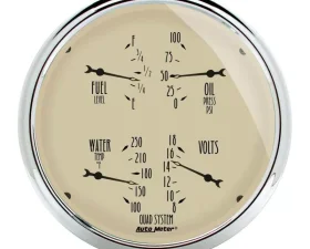 AutoMeter GAUGE; QUAD; 5in.; 0OE-90OF; ELEC; ANTIQUE BEIGE