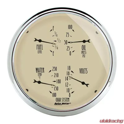 AutoMeter GAUGE; QUAD; 5in.; 0OE-90OF; ELEC; ANTIQUE BEIGE - 1819