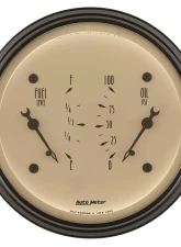 AutoMeter GAUGE; DUAL; FUEL/OILP; 3 3/8in.; 0OE-90OF/100PSI; ELEC; ANTQ BEIGE                                     - 1824 - Image 2