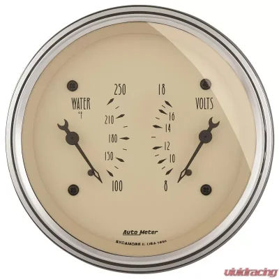 AutoMeter GAUGE; DUAL; WTMP/VOLT; 3 3/8in.; 250deg.F/18V; ELEC; ANTQ BEIGE - 1830