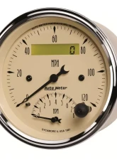 AutoMeter GAUGE; TACH/SPEEDO; 3 3/8in.; 120MPH/8K RPM; ELEC. PROGRAM.; ANTQ BEIGE                                     - 1881 - Image 2