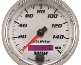 AutoMeter GAUGE; SPEEDOMETER; 3 3/8in.; 160MPH; ELEC. PROGRAMMABLE; WHITE; PRO-CYCLE