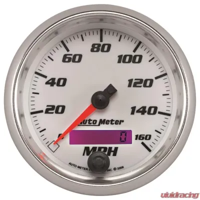 AutoMeter GAUGE; SPEEDOMETER; 3 3/8in.; 160MPH; ELEC. PROGRAMMABLE; WHITE; PRO-CYCLE - 19789
