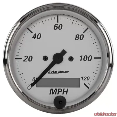 AutoMeter GAUGE; SPEEDOMETER; 3 1/8in.; 120MPH; ELEC. PROGRAM.; AMERICAN PLATINUM - 1988