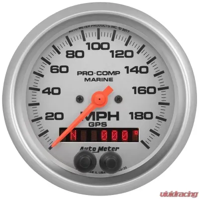 AutoMeter GAUGE; SPEEDOMETER; 3 3/8in.; 200MPH; GPS; MARINE SILVER - 200639-33