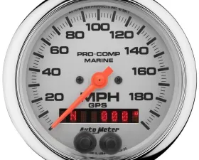 AutoMeter GAUGE; SPEEDOMETER; 3 3/8in.; 200MPH; GPS; MARINE CHROME