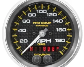 AutoMeter GAUGE; SPEEDOMETER; 3 3/8in.; 200MPH; GPS; MARINE CARBON FIBER
