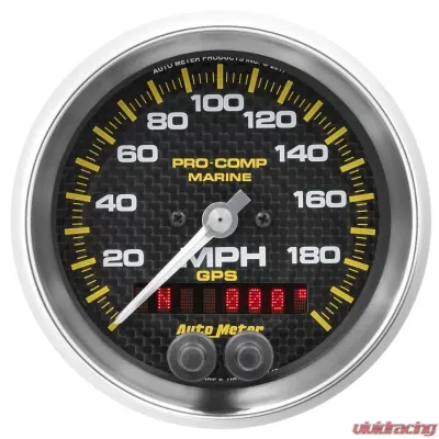 AutoMeter GAUGE; SPEEDOMETER; 3 3/8in.; 200MPH; GPS; MARINE CARBON FIBER - 200639-40