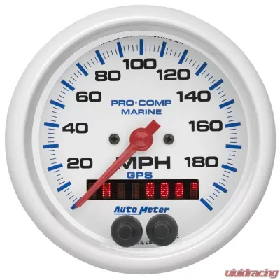 AutoMeter GAUGE; SPEEDOMETER; 3 3/8in.; 200MPH; GPS; MARINE WHITE - 200639