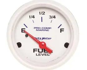 AutoMeter GAUGE; FUEL LEVEL; 2 1/16in.; 240OE TO 33OF; ELEC; MARINE WHITE