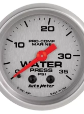 AutoMeter GAUGE; WATER PRESS; 2 1/16in.; 35PSI; MECHANICAL; MARINE SILVER                                     - 200772-33 - Image 3
