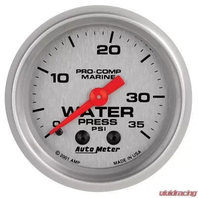 AutoMeter GAUGE; WATER PRESS; 2 1/16in.; 35PSI; MECHANICAL; MARINE SILVER - 200772-33