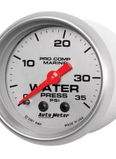 AutoMeter GAUGE; WATER PRESS; 2 1/16in.; 35PSI; MECHANICAL; MARINE SILVER                                     - 200772-33 - Image 2