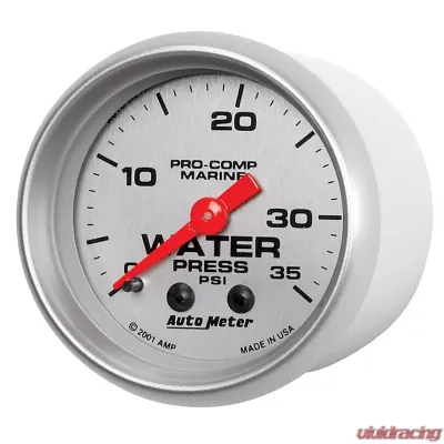AutoMeter GAUGE; WATER PRESS; 2 1/16in.; 35PSI; MECHANICAL; MARINE SILVER - 200772-33