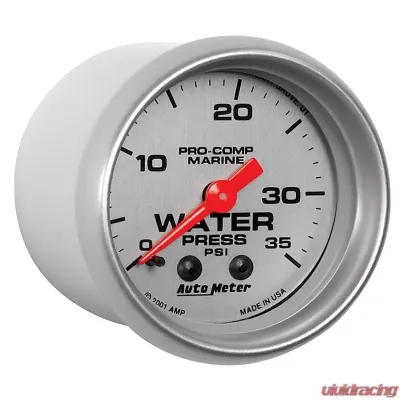 AutoMeter GAUGE; WATER PRESS; 2 1/16in.; 35PSI; MECHANICAL; MARINE SILVER - 200772-33