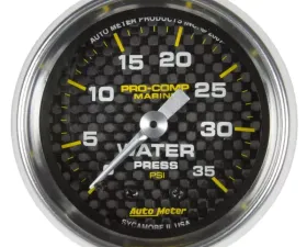 AutoMeter GAUGE; WATER PRESS; 2 1/16in.; 35PSI; MECHANICAL; MARINE CARBON FIBER