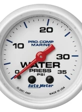AutoMeter GAUGE; WATER PRESS; 2 1/16in.; 35PSI; MECHANICAL; MARINE WHITE                                     - 200772 - Image 3