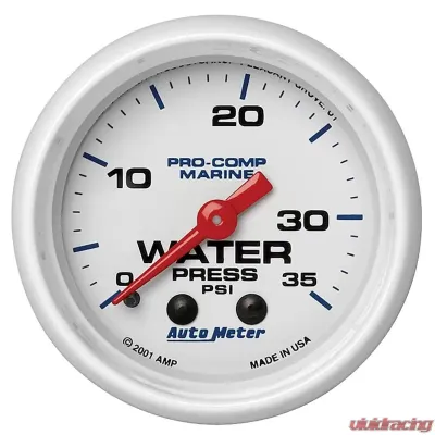 AutoMeter GAUGE; WATER PRESS; 2 1/16in.; 35PSI; MECHANICAL; MARINE WHITE - 200772