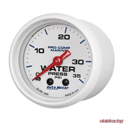 AutoMeter GAUGE; WATER PRESS; 2 1/16in.; 35PSI; MECHANICAL; MARINE WHITE - 200772