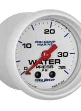 AutoMeter GAUGE; WATER PRESS; 2 1/16in.; 35PSI; MECHANICAL; MARINE WHITE                                     - 200772 - Image 3