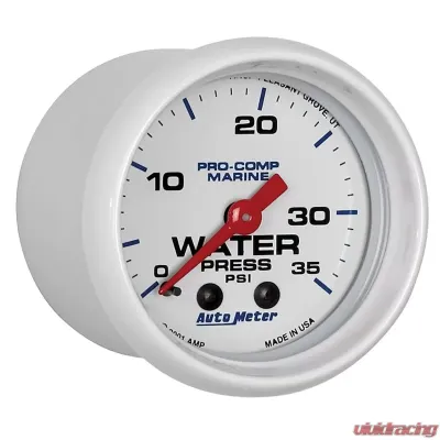 AutoMeter GAUGE; WATER PRESS; 2 1/16in.; 35PSI; MECHANICAL; MARINE WHITE - 200772