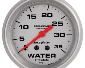 AutoMeter GAUGE; WATER PRESS; 2 5/8in.; 35PSI; MECHANICAL; MARINE SILVER