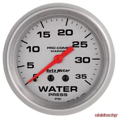 AutoMeter GAUGE; WATER PRESS; 2 5/8in.; 35PSI; MECHANICAL; MARINE SILVER - 200773-33