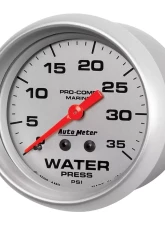 AutoMeter GAUGE; WATER PRESS; 2 5/8in.; 35PSI; MECHANICAL; MARINE SILVER                                     - 200773-33 - Image 2
