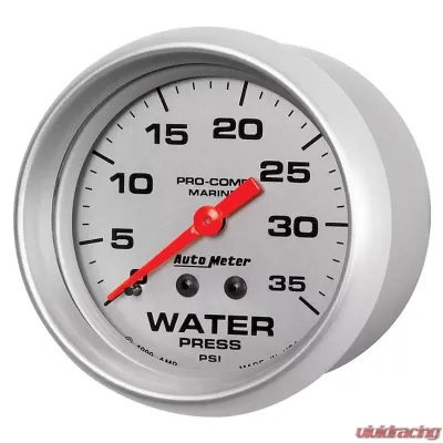 AutoMeter GAUGE; WATER PRESS; 2 5/8in.; 35PSI; MECHANICAL; MARINE SILVER - 200773-33