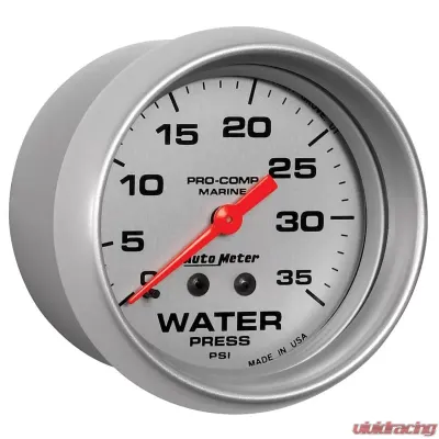 AutoMeter GAUGE; WATER PRESS; 2 5/8in.; 35PSI; MECHANICAL; MARINE SILVER - 200773-33