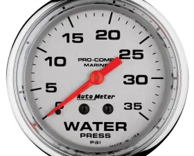 AutoMeter GAUGE; WATER PRESS; 2 5/8in.; 35PSI; MECHANICAL; MARINE CHROME
