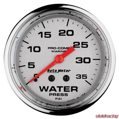 AutoMeter GAUGE; WATER PRESS; 2 5/8in.; 35PSI; MECHANICAL; MARINE CHROME - 200773-35
