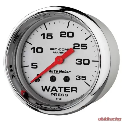 AutoMeter GAUGE; WATER PRESS; 2 5/8in.; 35PSI; MECHANICAL; MARINE CHROME - 200773-35
