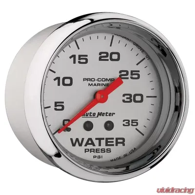 AutoMeter GAUGE; WATER PRESS; 2 5/8in.; 35PSI; MECHANICAL; MARINE CHROME - 200773-35