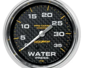 AutoMeter GAUGE; WATER PRESS; 2 5/8in.; 35PSI; MECHANICAL; MARINE CARBON FIBER