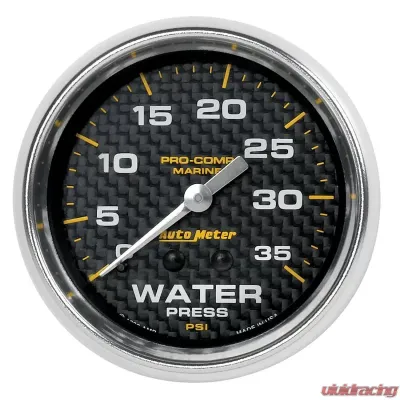 AutoMeter GAUGE; WATER PRESS; 2 5/8in.; 35PSI; MECHANICAL; MARINE CARBON FIBER - 200773-40