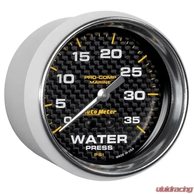 AutoMeter GAUGE; WATER PRESS; 2 5/8in.; 35PSI; MECHANICAL; MARINE CARBON FIBER - 200773-40