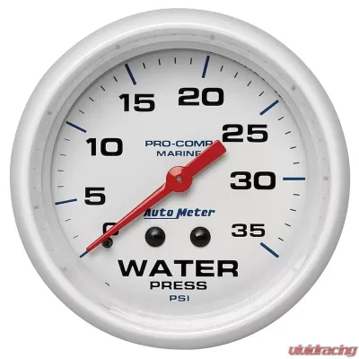 AutoMeter GAUGE; WATER PRESS; 2 5/8in.; 35PSI; MECHANICAL; MARINE WHITE - 200773