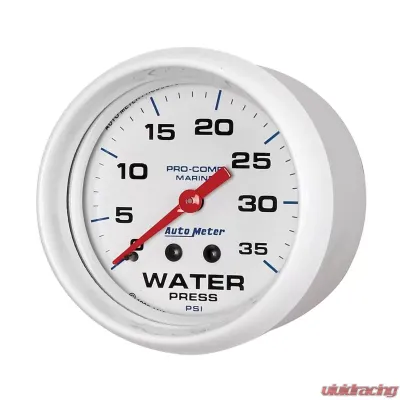 AutoMeter GAUGE; WATER PRESS; 2 5/8in.; 35PSI; MECHANICAL; MARINE WHITE - 200773