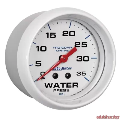 AutoMeter GAUGE; WATER PRESS; 2 5/8in.; 35PSI; MECHANICAL; MARINE WHITE - 200773