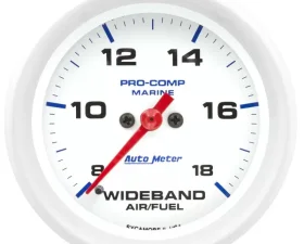 AutoMeter GAUGE; AIR/FUEL RATIO-WIDEBAND; ANALOG; 2 5/8in.; 8:1-18:1; STPR MTR; MARINE WHI