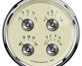 AutoMeter GAUGE; QUAD; 5in.; 0OE TO 90OF; ELEC; PRESTIGE ANTQ. IVORY