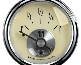 AutoMeter GAUGE; FUEL LEVEL; 2 1/16in.; 240OE TO 33OF; ELEC; PRESTIGE ANTQ. IVORY