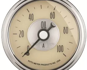AutoMeter GAUGE; OIL PRESS; 2 1/16in.; 100PSI; MECH; PRESTIGE ANTQ. IVORY