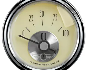 AutoMeter GAUGE; OIL PRESS; 2 1/16in.; 100PSI; ELEC; PRESTIGE ANTQ. IVORY