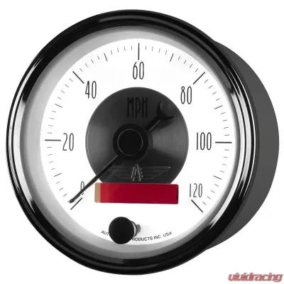 AutoMeter GAUGE; SPEEDO; 3 3/8in.; 120MPH; ELEC. PROGRAM W/LCD ODO; PRESTIGE PEARL - 2084